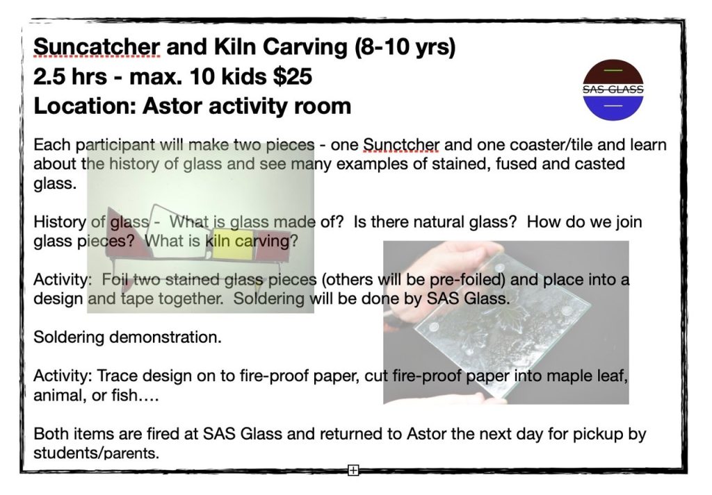 Suncatcher and Kiln Carving Stained Glass Workshop (8 - 10 years) @ Town Hall Arts & Cultural Centre